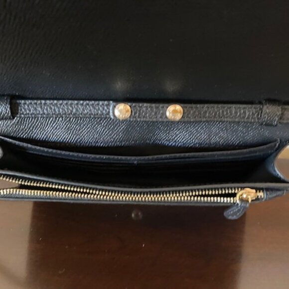 Coach F30256 Pebbled Leather Foldover Crossbody/Clutch Black - Picture 11 of 15